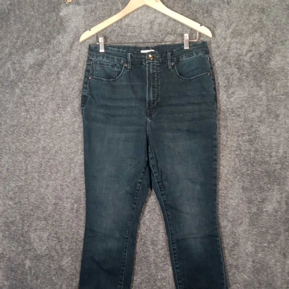 Good American Good Waist Crop Raw Hem Blue Womens Jeans Size 15 - Picture 2 of 9